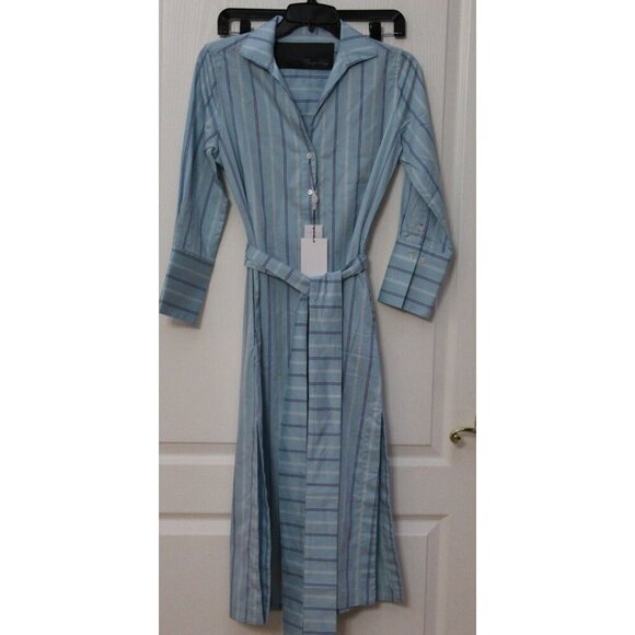 NWT Claridge + King Shirt Dress Size XS Long Sleeve Button Down Stripes - Picture 1 of 6